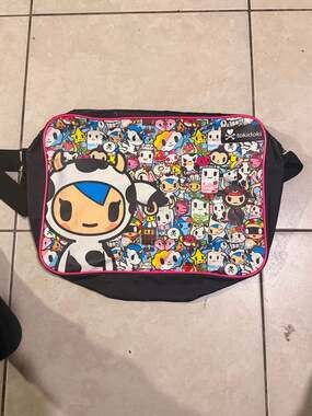 Tokidoki Kawaii Characters Messenger Bag Black Vinyl